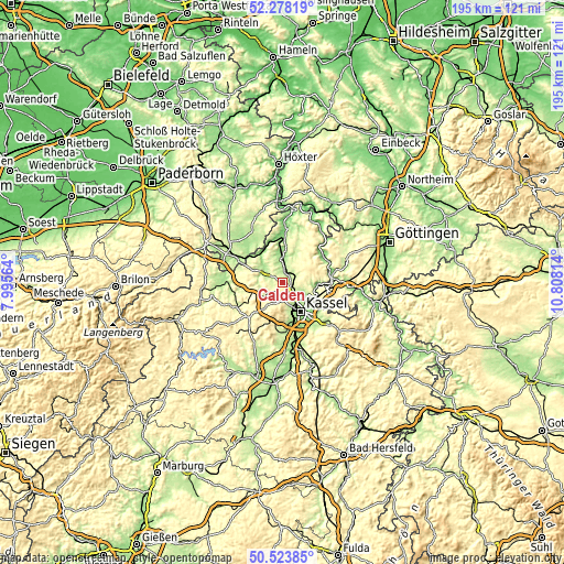 Topographic map of Calden