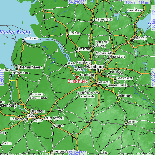 Topographic map of Buxtehude