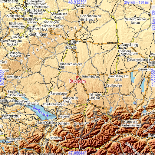 Topographic map of Buxheim