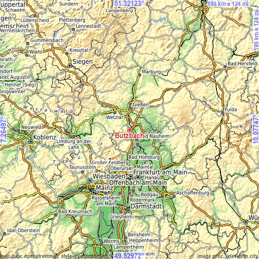 Topographic map of Butzbach