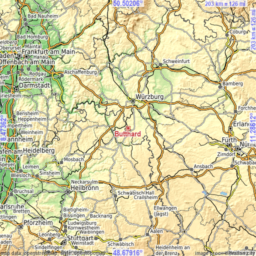 Topographic map of Bütthard