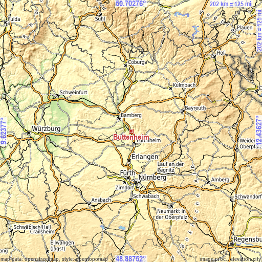 Topographic map of Buttenheim