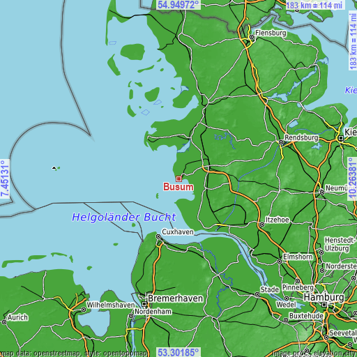 Topographic map of Büsum