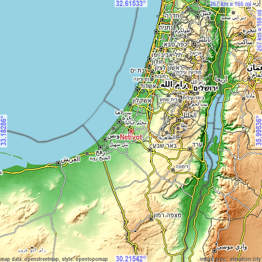 Topographic map of Netivot