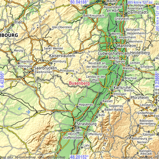 Topographic map of Busenberg