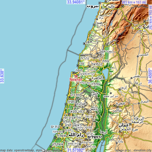 Topographic map of Nesher