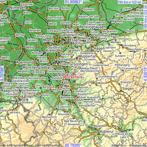Topographic map of Burscheid