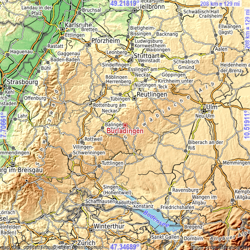 Topographic map of Burladingen