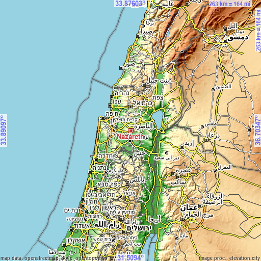 Topographic map of Nazareth