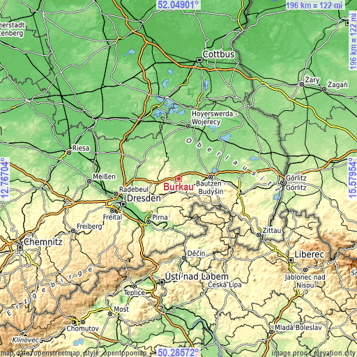 Topographic map of Burkau