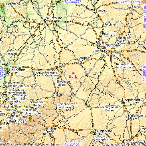 Topographic map of Burk