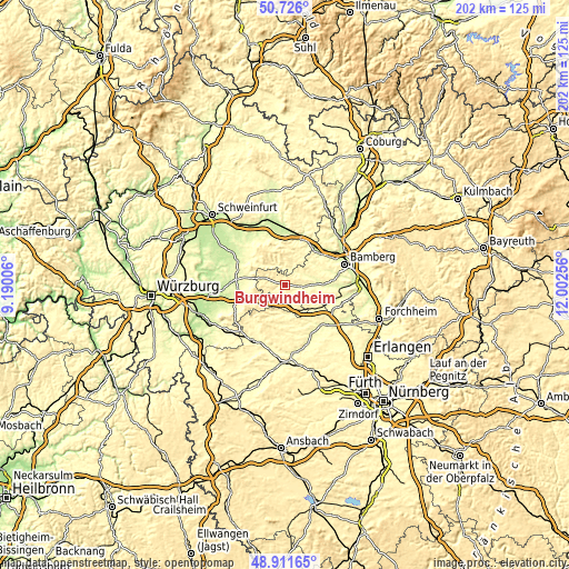 Topographic map of Burgwindheim