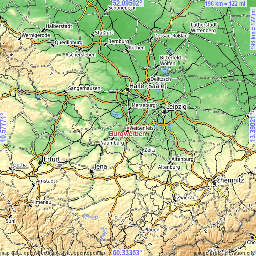 Topographic map of Burgwerben