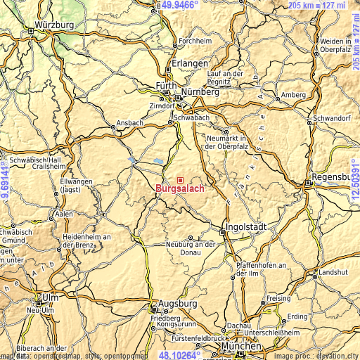 Topographic map of Burgsalach