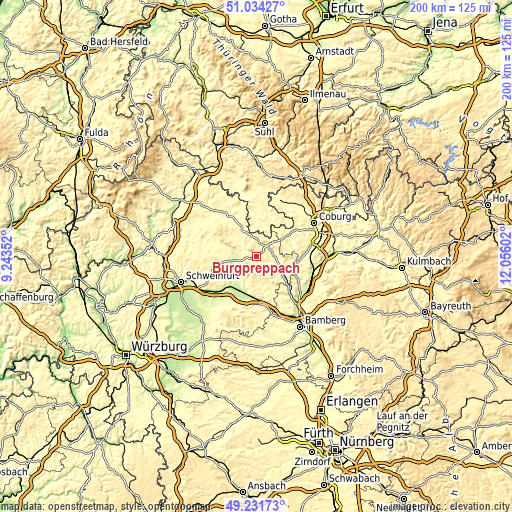 Topographic map of Burgpreppach