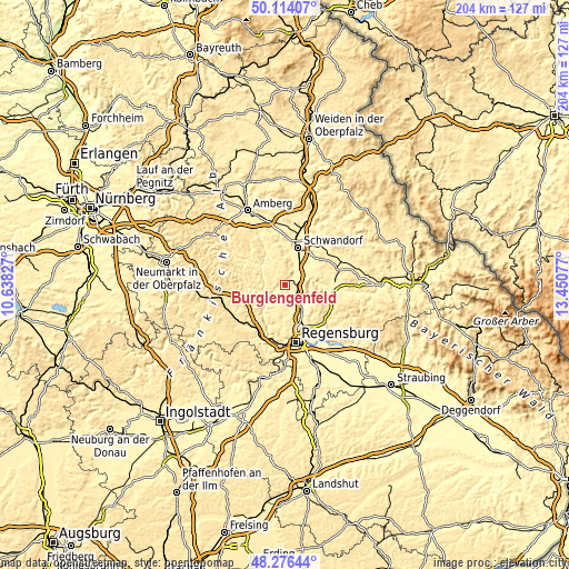 Topographic map of Burglengenfeld