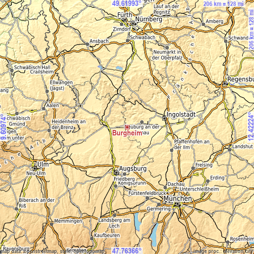 Topographic map of Burgheim