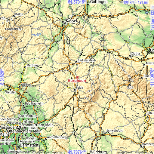 Topographic map of Burghaun