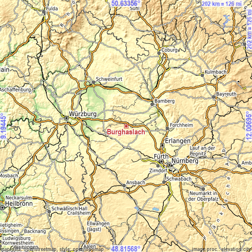 Topographic map of Burghaslach