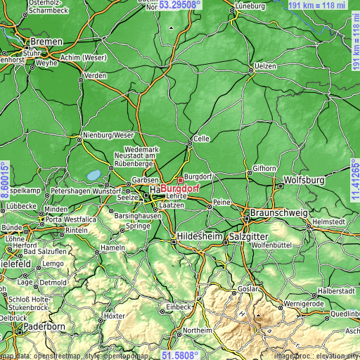 Topographic map of Burgdorf