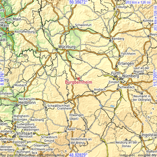 Topographic map of Burgbernheim