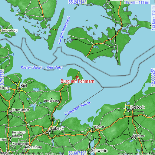 Topographic map of Burg auf Fehmarn