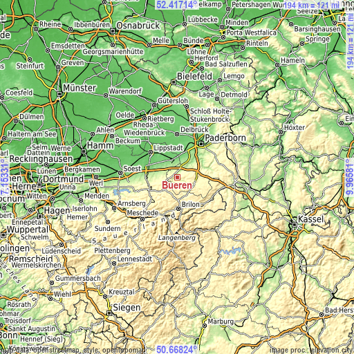 Topographic map of Büren