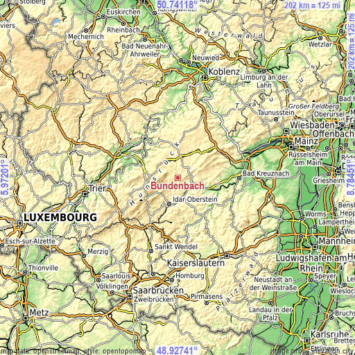 Topographic map of Bundenbach