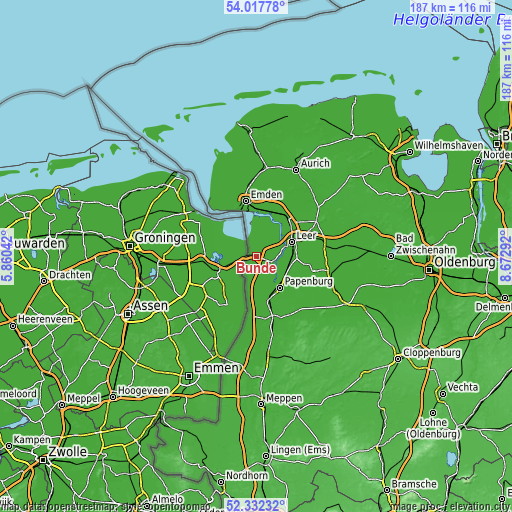 Topographic map of Bunde