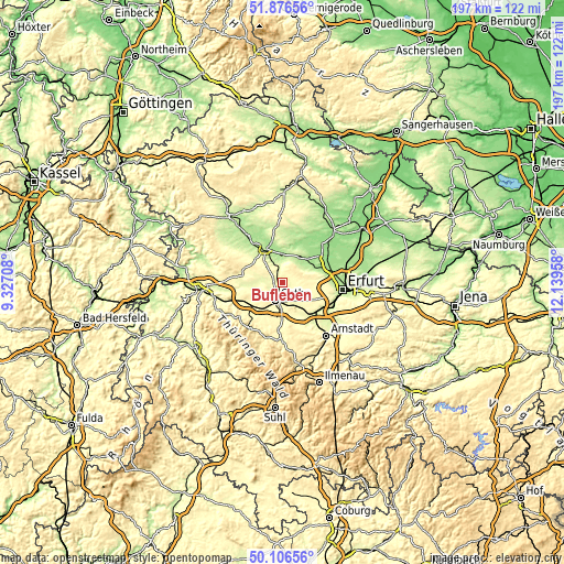Topographic map of Bufleben