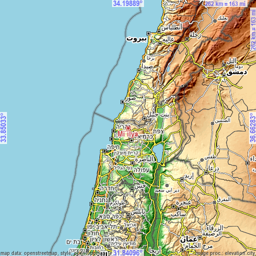 Topographic map of Mi‘ilyā