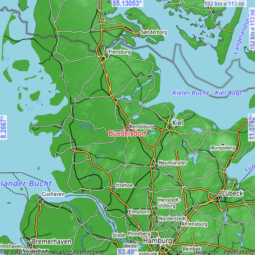 Topographic map of Büdelsdorf