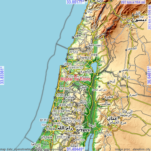 Topographic map of Migdal Ha‘Emeq