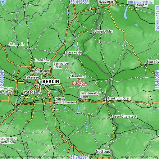 Topographic map of Buckow