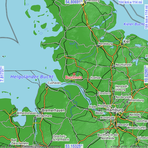 Topographic map of Buchholz