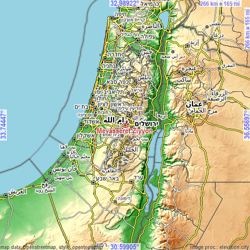 Topographic map of Mevasseret Ẕiyyon