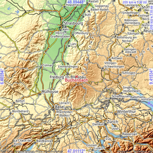Topographic map of Buchenbach
