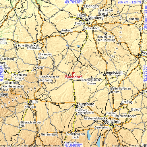 Topographic map of Buchdorf