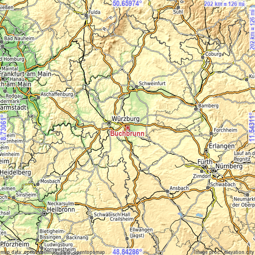 Topographic map of Buchbrunn