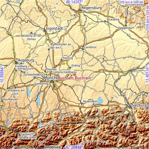 Topographic map of Buch am Buchrain