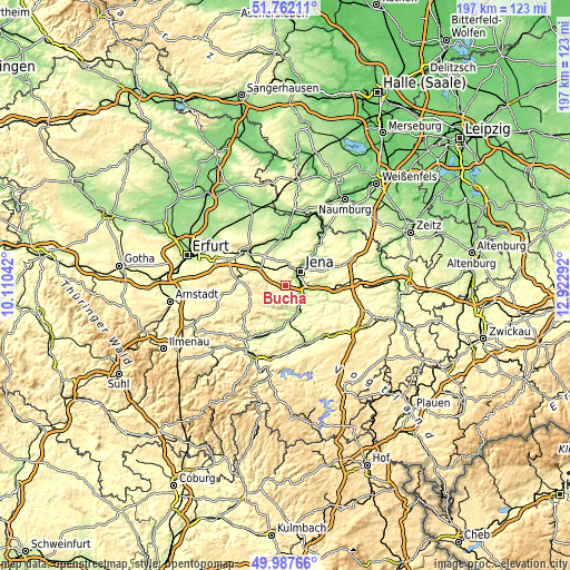 Topographic map of Bucha