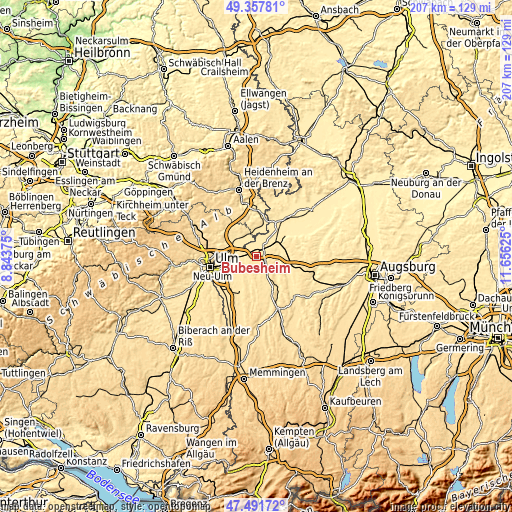 Topographic map of Bubesheim