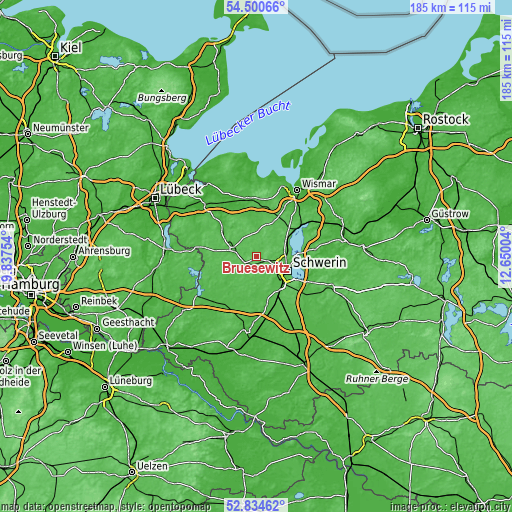 Topographic map of Brüsewitz