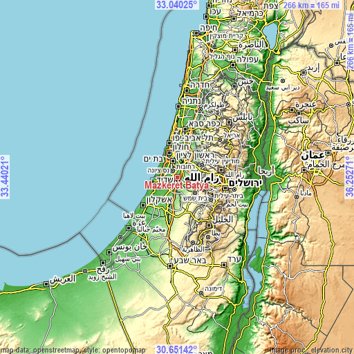 Topographic map of Mazkeret Batya