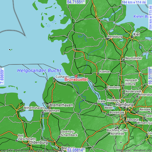 Topographic map of Brunsbüttel