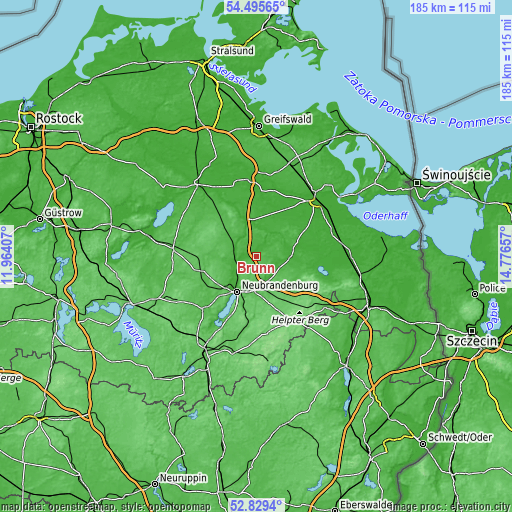 Topographic map of Brunn