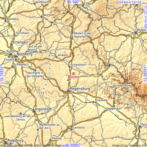 Topographic map of Brunn