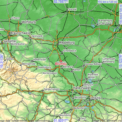 Topographic map of Brumby