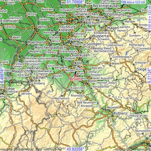 Topographic map of Brühl