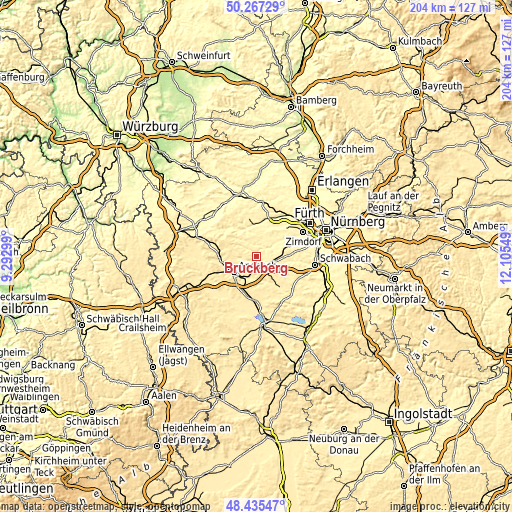 Topographic map of Bruckberg